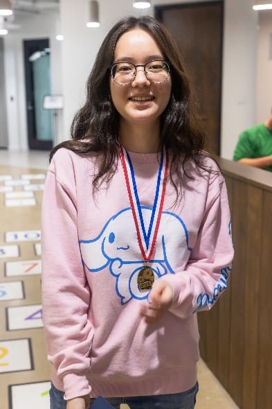 Krista with a medal