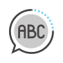 Speech bubble with the letter abc inside